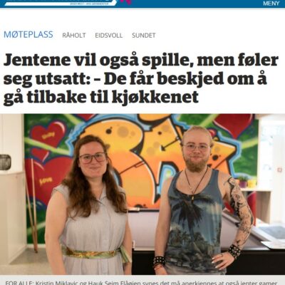 Skjermdump av artikkelen fra eub.no med bilde av Kristina Miklavic og Hauk Seim Flåøien.