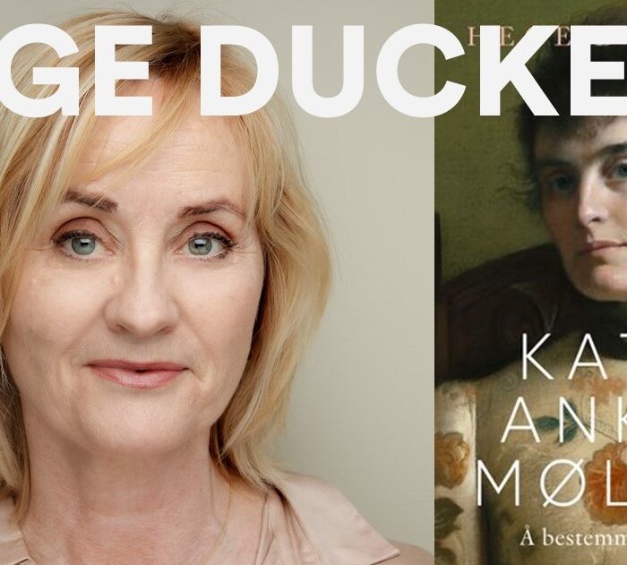 Hege Duckert og omslaget til hennes bok om Katti Anker Møller.